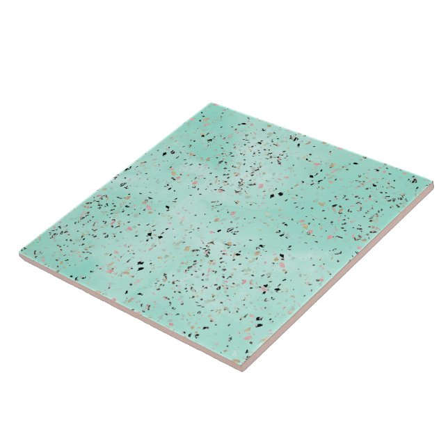Konfetti Mint och guld marble terrazzo Kakelplatta (Sidan)