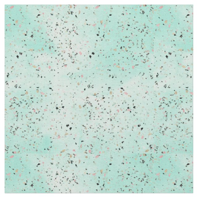 Konfetti Mint och guld marble terrazzo Tyg (Närbild)