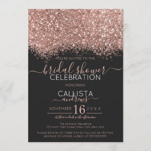 Konfetti Möhippa ro Guld Black Glitter Inbjudningar