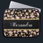 Konfetti monogram för rosa, svart och gula fetter<br><div class="desc">Rosa,  svart och faux guldfoil Polka Dot Confetti Mönster Elegant Monogram Sleeve. Den här sleeven kan anpassas så att den omfattar din ursprungliga version och fullt.</div>