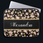 Konfetti monogram för rosa, svart och gula fetter laptop fodral<br><div class="desc">Rosa,  svart och faux guldfoil Polka Dot Confetti Mönster Elegant Monogram Sleeve. Den här sleeven kan anpassas så att den omfattar din ursprungliga version och fullt.</div>