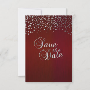 Konfetti mörk Red & Silver - Spara datum Datumet