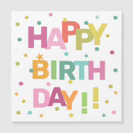 Konfetti och Grattis på födelsedagen i färgad text