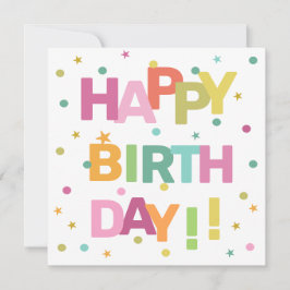 Konfetti och Grattis på födelsedagen i färgad text Kort