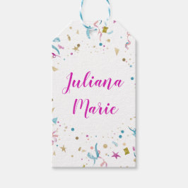 Konfetti Party Rosa och blå Gnistra Presentetikett