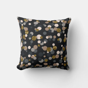 Konfetti persikor, lönn, Grått och Guld Glitter Kudde