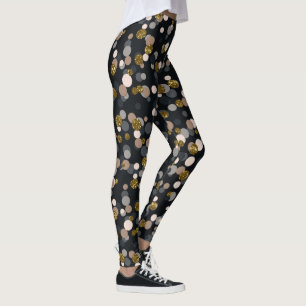 Konfetti persikor, lönn, Grått och Guld Glitter Leggings