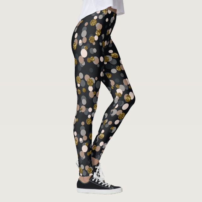 Konfetti persikor, lönn, Grått och Guld Glitter Leggings (Höger)
