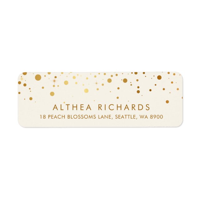 Konfetti-punkter för faux guldfet | Elfenbenskuste Returadress Etikett (Framsidan)