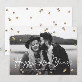 Konfetti-punkter för gott nytt år Guld-Glitter Julkort