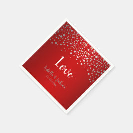 Konfetti-punkter för mörk Red och Silver Pappersservett