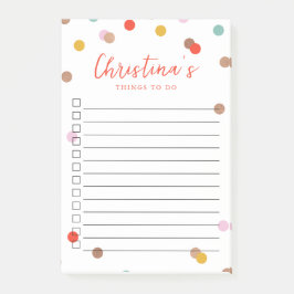 Konfetti-punkter med monogrammad lista över att gö post-it block