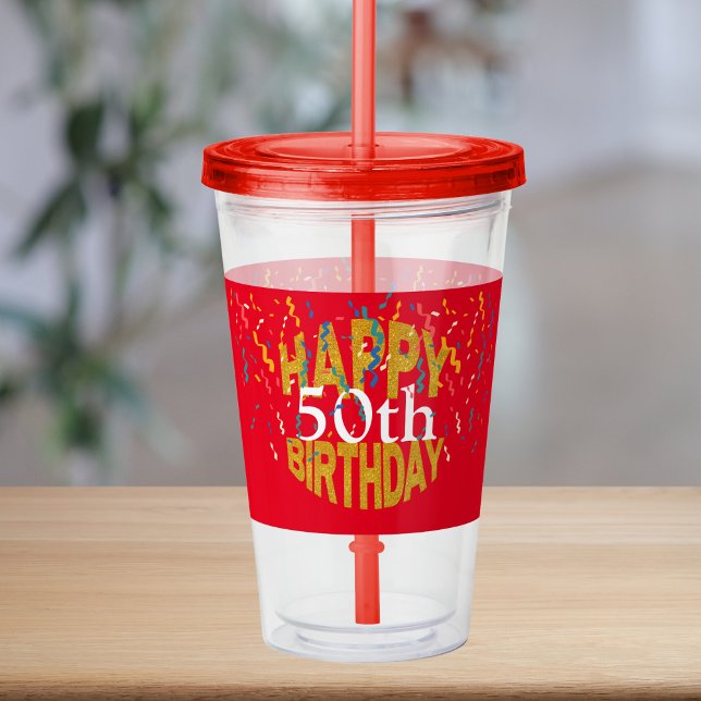 Konfetti Röd grattis på födelsedagen Fantastisk Gu Take Away Mugg (Skapare uppladdad)