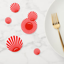 Konfetti Röda vita Stigning Sol Bord