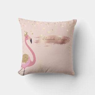 Konfetti, Rosa Guld Penseldrag Rosa Flamingos Kudde