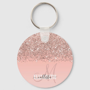 Konfetti Rosa i Guld av , giftigt monogram, Ro Nyckelring