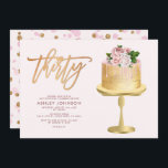 Konfetti Rosa och Guld-kummelkonfetti30års födelse Inbjudningar<br><div class="desc">En söt rosa och guld födelsedag för berömden 30års födelsedag! Inbjudan har en rosa med ord "trettio" i ett trendig, med bounsig, handskrivet manustypografi i made guld-folie och en vacker rosa- och guld-droppkaka som dekoreras med vattenfärgblommor. Kortets baksida har rosa och guld-konetti. Inbjudningskort för Elegant av upphovsrätt, alla höger reserverade....</div>