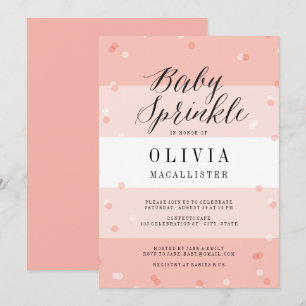 Konfetti Rosa Ränder Flicka Baby Sprinkle Inbjudan