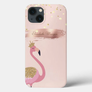 Konfetti, Roséguld Penseldrag Rosa Flamingos