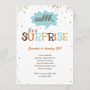 Konfetti Shower Surprise Party-inbjudan Inbjudningar