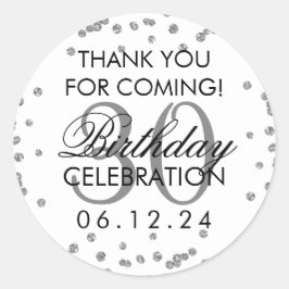 Konfetti silver Tack 30års födelsedag Glitter Runt Klistermärke