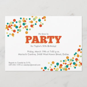 Konfetti Sprinkle Party-inbjudan i Orange Inbjudningar