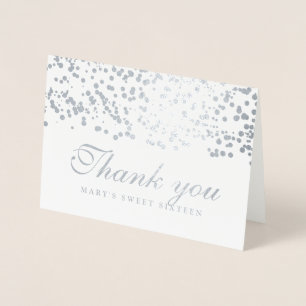 Konfetti sweet sixteen Party Tack Silver Folierat Kort