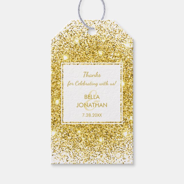 Konfetti Tack för elegant bröllop Guld Presentetikett (Framsidan)