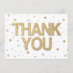 Konfetti Tack i guld Glitter Silver Foil Kort