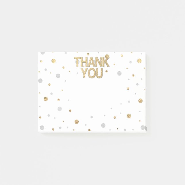 Konfetti Tack i guld Glitter Silver Foil Post-it Block (Framsida)