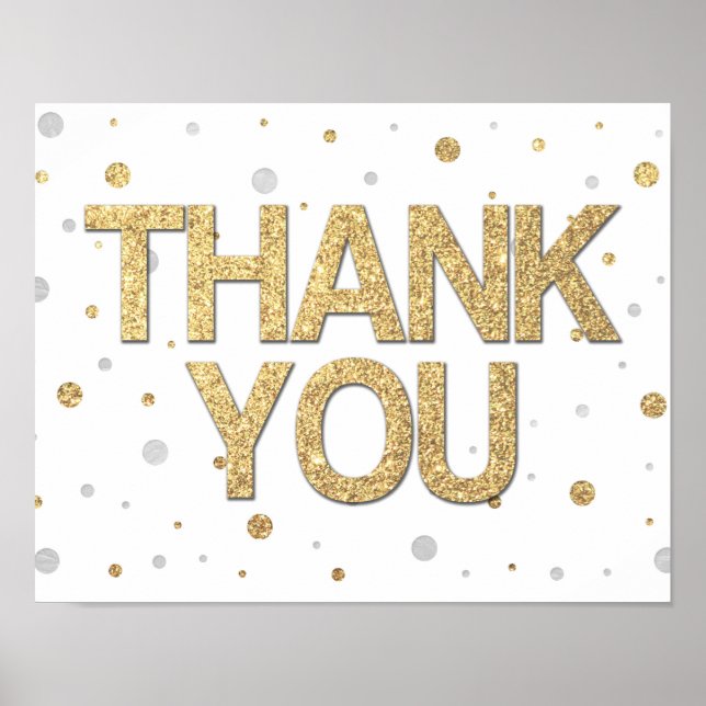 Konfetti Tack i guld Glitter Silver Foil Poster (Framsidan)