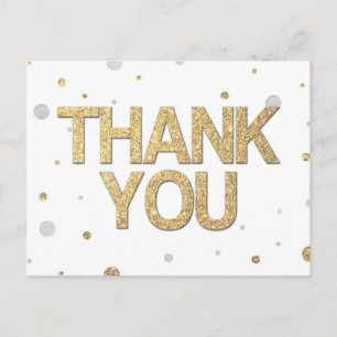 Konfetti Tack i guld Glitter Silver Foil Vykort
