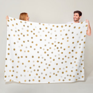 Konfetti vit design med Guld-punkter Fleecefilt