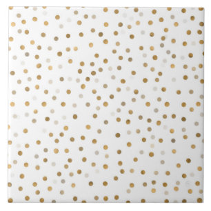 Konfetti vit design med Guld-punkter Kakelplatta