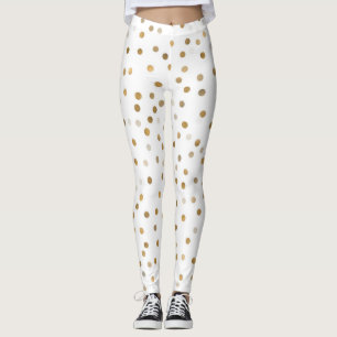 Konfetti vit design med Guld-punkter Leggings