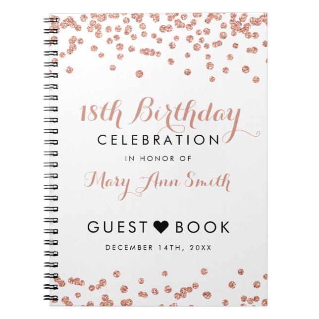 Konfettiar för glitter för 18th födelsedag för anteckningsbok (Framsidan)
