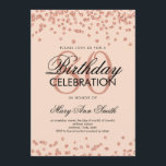 Konfettiar för glitter för födelsedag för rosa<br><div class="desc">För födelsedagFaux för elegant mall för inbjudan för 80th för glitter för konfettiar rosa rodnad för guld rosa. Underbart för 80th födelsedagsfester och mer!</div>