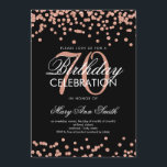 Konfettiar för glitter för födelsedag för rosa inbjudningar<br><div class="desc">För födelsedagFaux för elegant mall för inbjudan för svart för guld för 70th konfettiar för glitter rosa. Underbart för 70th födelsedagsfester och mer!</div>