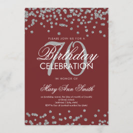 Konfettiar för glitter för silverBurgundy 70th Inbjudningar