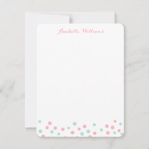 Konfettiar Notecards för Fauxmint- och rosaglitter Anteckningskort