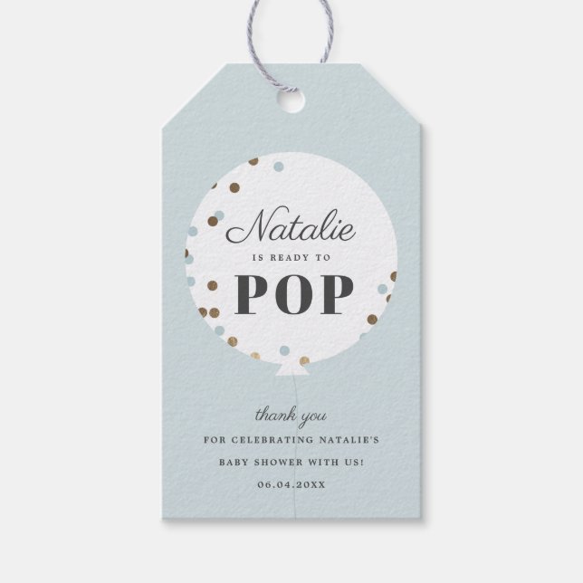 Konfettiballong redo att spricka baby shower presentetikett (Framsidan)