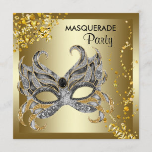 Konfettimask Silver Guld Maskerad Fest Inbjudningar