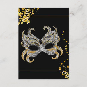Konfettimask Svart Guld Maskeradfest RSVP OSA Kort