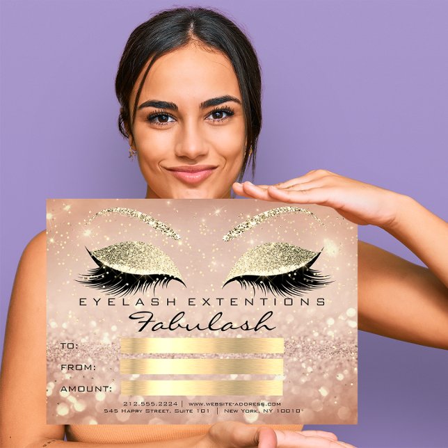Konfettiränder Guld Rosa Smink Certifikatpresent (Confetti Lashes Gold Pink Makeup Certificate Gift)