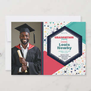 🎓Konfettispridning Enstaka foto Inbjudningar