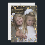 Konfettispridning i guld Holiday Fotokort Julkort<br><div class="desc">En trendig ny design med ditt favoritfoto med ett genomskinligt lager av glittrande gyllene konfettiflockor. Lämplig för högtider eller någon glad tillställning eller firande. Dra texten till valfri del av ditt foto där den syns som bäst.</div>