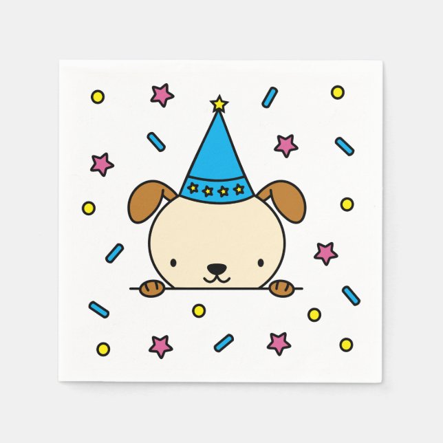 konfettistänk födelsedagsfest hund illustration pappersservett (Framsidan)