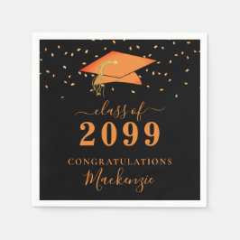 Konfettskript för svart Orange för studentmössa Pappersservett