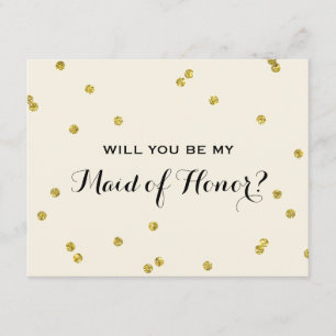 Konfettsyror i Guld Glitter Maid of honor Inbjudningar