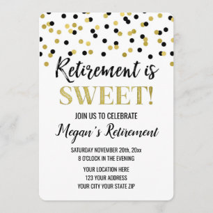 Konfettsyror i Pension, Guld, Glitter Inbjudningar